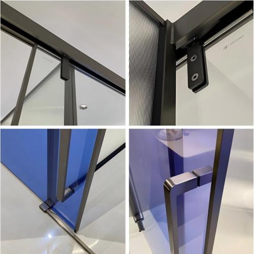 Caminhada em forma de T em box de chuveiro de vidro YPOO2