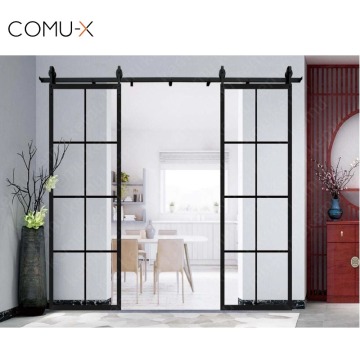 Modern Waterproof Glass Barn Door Interior Black Barn Doors Sliding