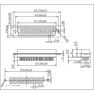D-SUB PCB Male Five Row Straight