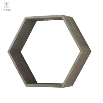 Floating Hexagon Wall Mount Home Decor Wooden Shelf