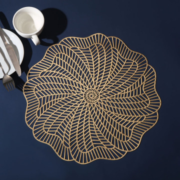 Heet verkopen gouden bruiloft decoratieve bloem pvc placemat - 38 cm