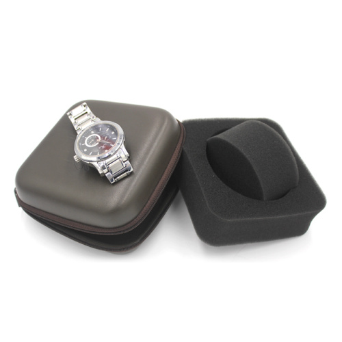 Personalized fashion display waterproof zipper leather watch box with EVA foam watch case
