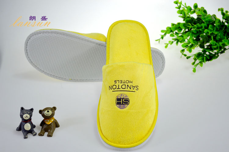 Yellow Cotton Velour Slipper Offset Printing Slipper