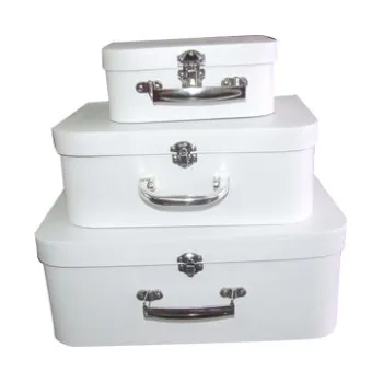 S/3 Leaves Suitcases with Silver Locker and Handle