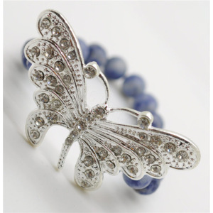Sodalite Gemstone Bracelet with Diamante alloy big butterfly Piece