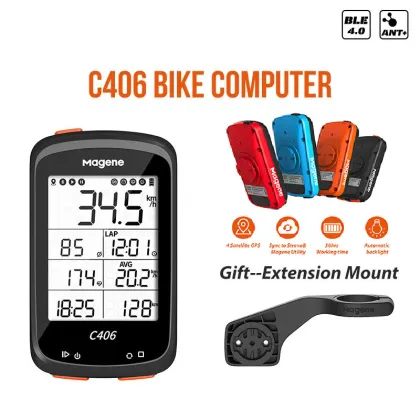 Magene GPS Bike Computer C406: Comprehensive Cycling Tracking System with Waterproof Design, Bluetooth & ANT+ Compatibility for Road and MTB