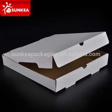 Paper white pizza box inside kraft with lock