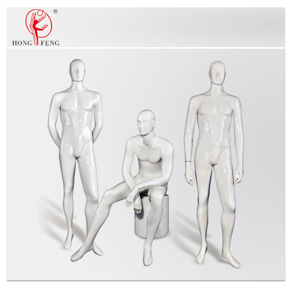 gloss white male mannequins group without makeup