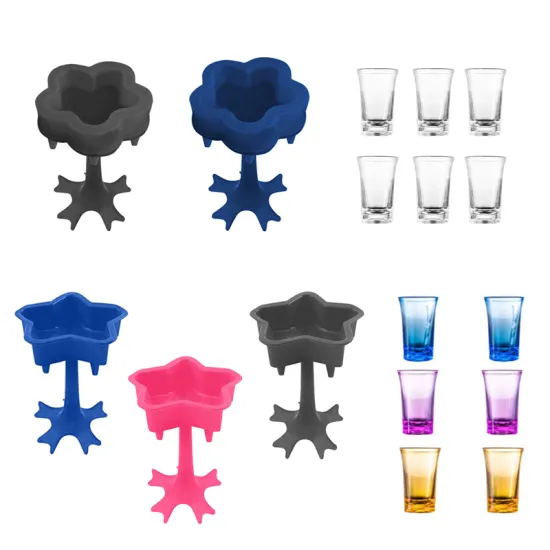 5 Shot Glass Dispenser Holder Wine Whisky Glass Shot Glasses Rack 6pcs Bullet Cup Suit Liquor Dispenser Party Drinking Bar Sets