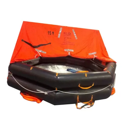 Throw-overboard inflatable life raft