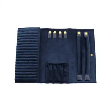 Custom logo velvet suede jewelry organizer roll pouch