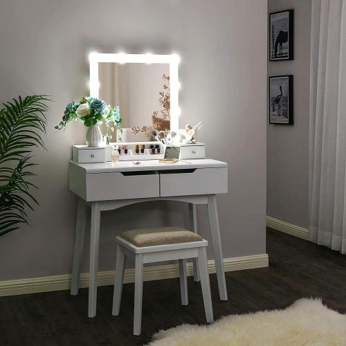 4 Drawers Vanity Table Desk With Led Light