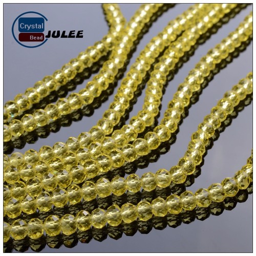 Transparent yellow color beads strand manufacture jewelry beads factoy 4mm faceted rondelle beads