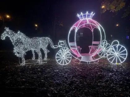 3D LED Princess Cinderella Pumpkin Carriage Motif Lights for Wedding Decoration