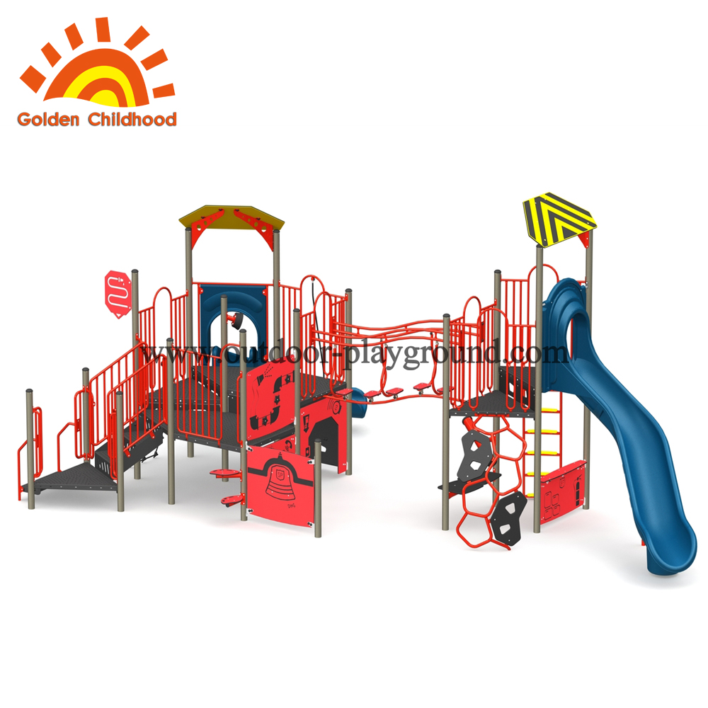 Combination Slide With Bridge Outdoor Playground Equipment