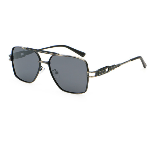 Men Double Bridge Square Metal Aviator Sunglasses