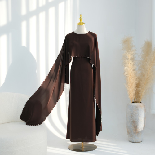 لباس ماکسی بسته لبه مروارید دار کیپ Abaya