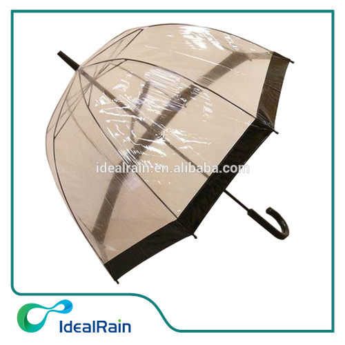 clear fabric with black pipping dome shape visible low price umbrella