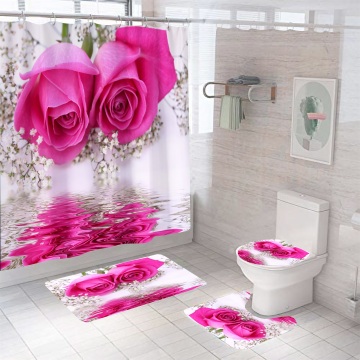 3D Printing Flower Microfiber 180x180cm Waterproof Shower Curtain Sets