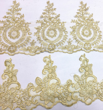 Lot Stock: Metallic Gold and Silver Yarn Lace with Guipure Trim in Multiple Colors
