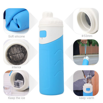 Easy-to-use insulated silicone water bottle