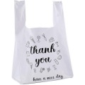 Black Big Plastic Poly Carrier T-Shirt Thank You Transparent Polythene Shopping Grocery Packaging Bag For Storage