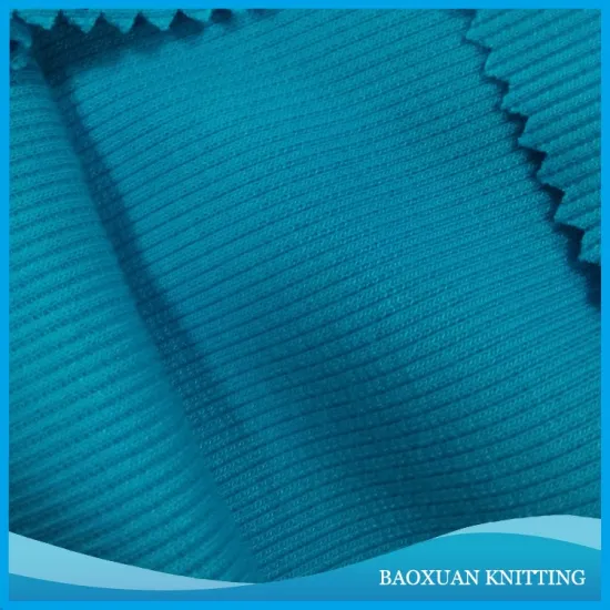 100%polyester light blue double-sided with elasticity rib fabric used as blankets