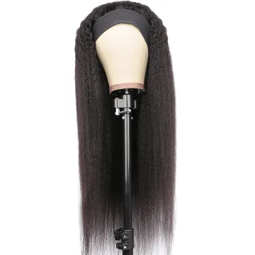 Kinky Straight Wig With Headband Attached 180% Brazilian Affordable Kinky Straight Headband Wig Human Hair Glueless Scarf Wig