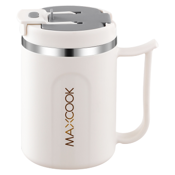 Valentine's Day Special: 304 Stainless Steel 500ml White Coffee Cup with Spoon - Portable Travel Mug for Gifts