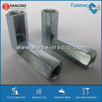 DIN 6334 Carbon steel blue zinc plated hexagonal long nuts