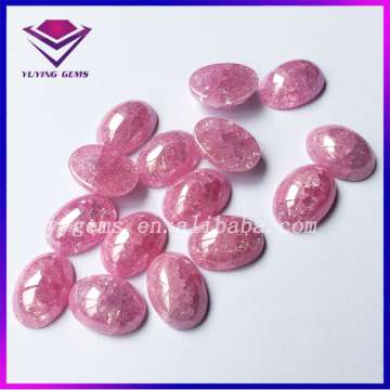 High Grade Ice CZ Stone Pink Color Synthetic Snowflake Cubic Zirconia Oval Shape Loose Gemstone