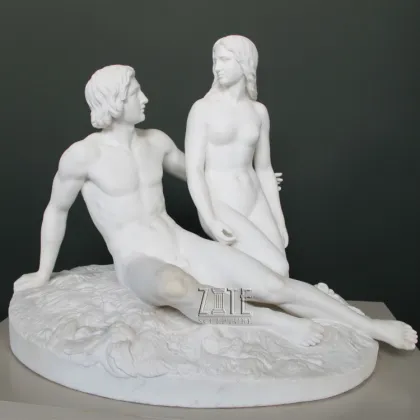 Famous Marble Sculpture White Stone Adam And Eve Statue