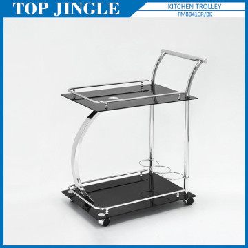 2 tier iron handle dinning serving cart