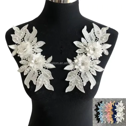 Corded Colored French Guipure Lace Embroidery Trim - Heavy Duty Corded Embellishments