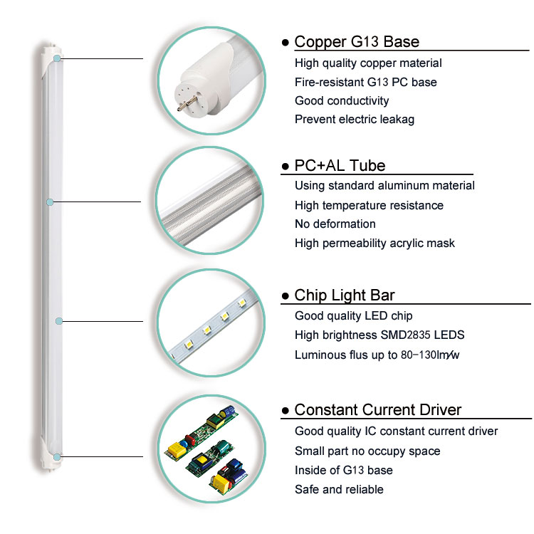 Integrated LED fluorescent replacement tubes