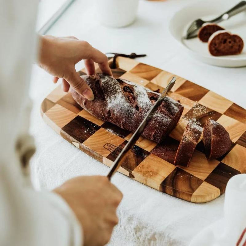 Natural Wood Cutting Boards with Checkerboard Design