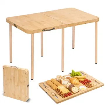 Travel Picnic Party Environmental Bamboo Adjustable Heavy Duty Folding Camping Table