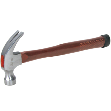 Red wooden handle claw hammer