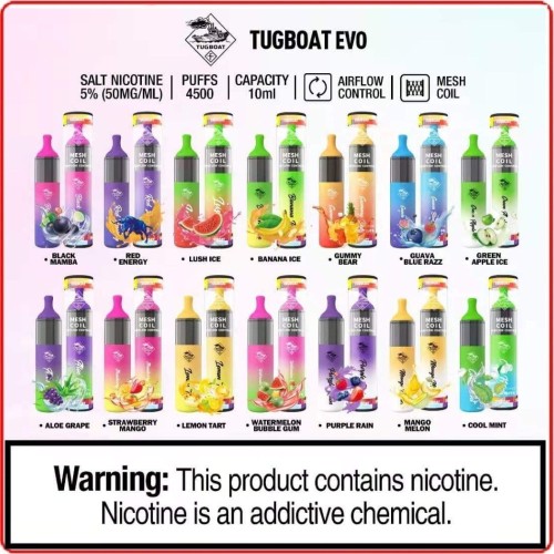 थोक tugboat evo डिस्पोजेबल vape डिवाइस 4500 पफ्स