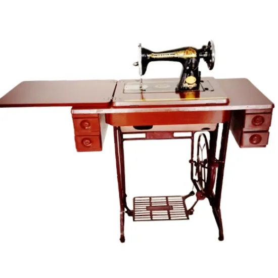 Complete Sewing Machine Stand with 5 Drawer Table and Cast Iron Base