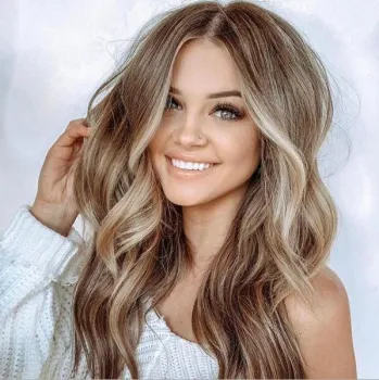Amazon Ash Blonde Ombre Curly Wig Long Middle Part Wavy Wigs Synthetic Heat Resistant Fiber Hair Wig for Women Natural Look