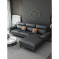 Conjunto de sofá en forma de L negro contemporáneo