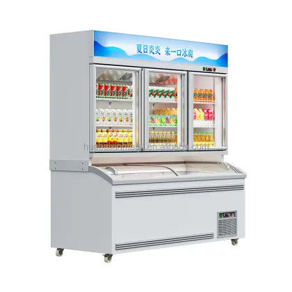 Commercial Vertical Refrigeration Double-Temperature Beverage Freezer Cabinet
