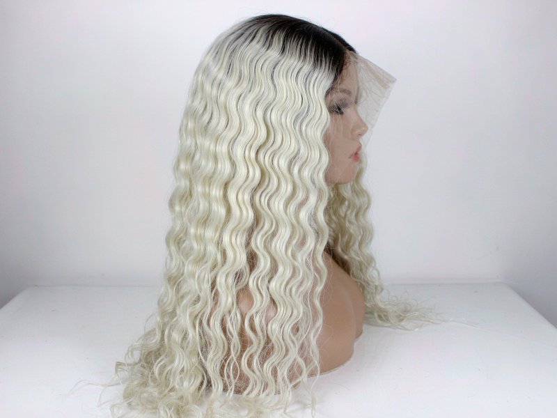 Natural Black Deep Wave Lace Front Wig 100% Human Hair