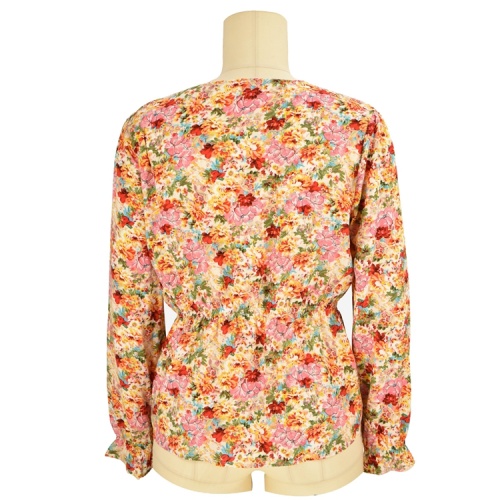 wholesale designer  v neck summer blouse fashion ladies floral long sleeve women blouse tops