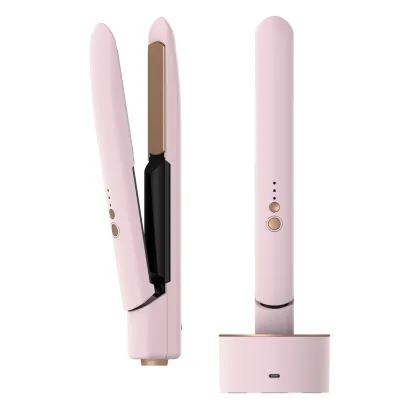 USB Rechargeable Travel Flat Iron: Cordless, Wireless Hair Straightener with Charging Base
