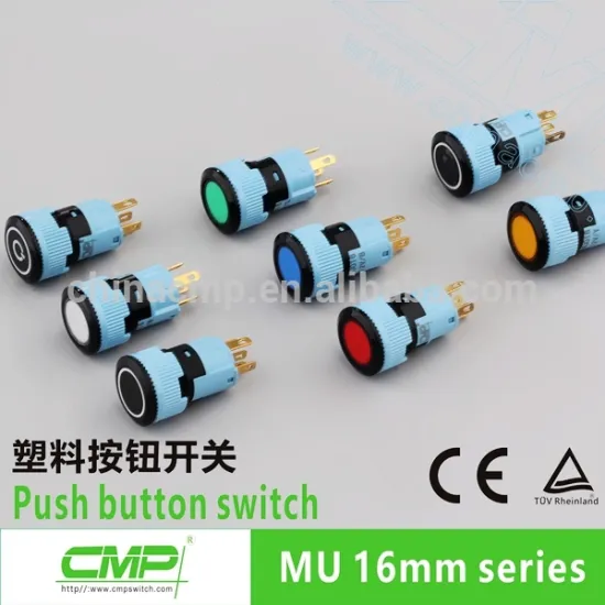 CMP black illuminated 1NO1NC SPDT 16mm plastic push button switch