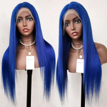 Blue Colored Lace Front Wigs For Black Women 100 Human Hair Wig Vendors Wholesale Virgin Brazilian Hair HD Lace Frontal Wigs