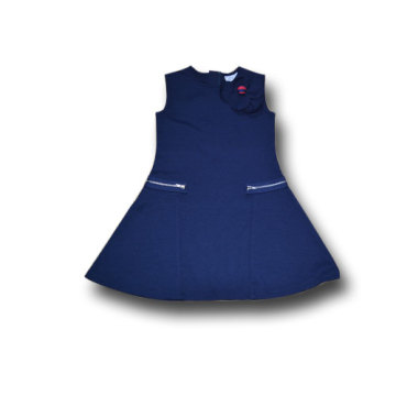 navy cotton sleeveless dress for girls