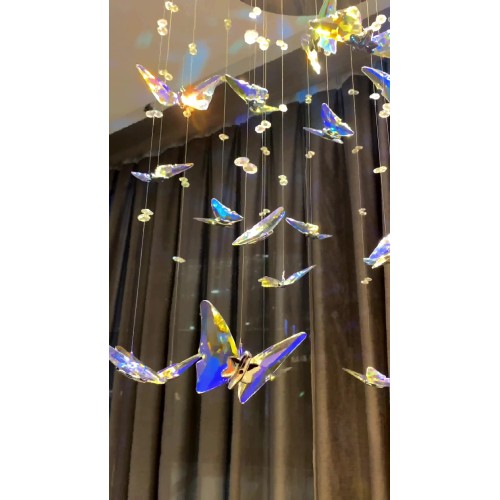 Crystal Butterfly Pendant Light for Home Decor Living Room staircase decoration creative chandelier